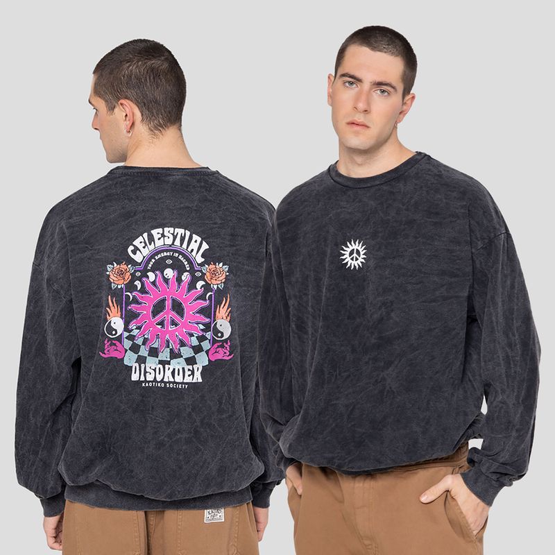 Мъжки суитшърт Kaotiko Washed Celestial Disorder black 3