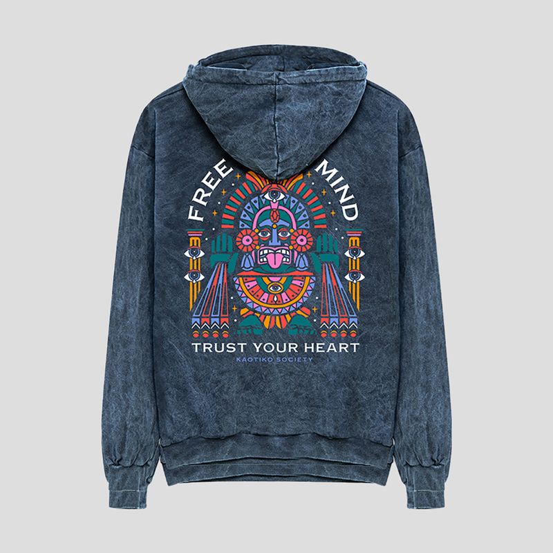 Мъжки суитшърт Kaotiko Washed Free Your Mind navy 2