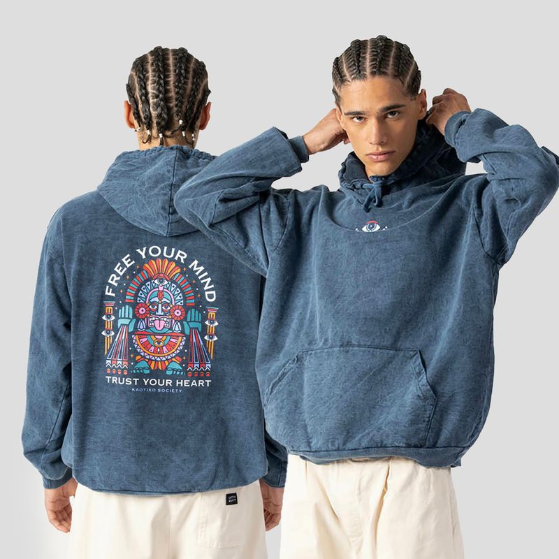 Мъжки суитшърт Kaotiko Washed Free Your Mind navy 3