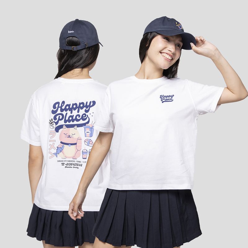 Дамска тениска Kaotiko Happy Place white 2