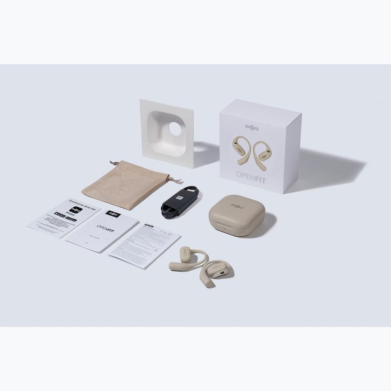 Безжични слушалки Shokz OpenFit beige 14