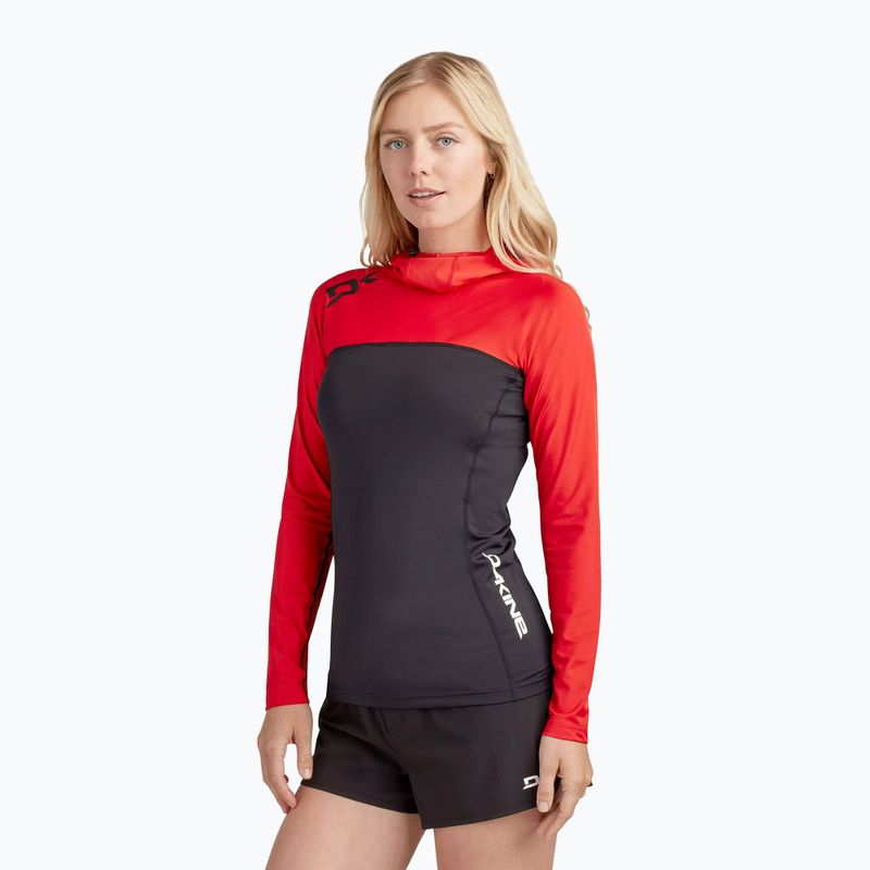 Дамска плувна блуза Dakine Hd Snug Fit Rashguard Hoodie black and red DKA333W0002