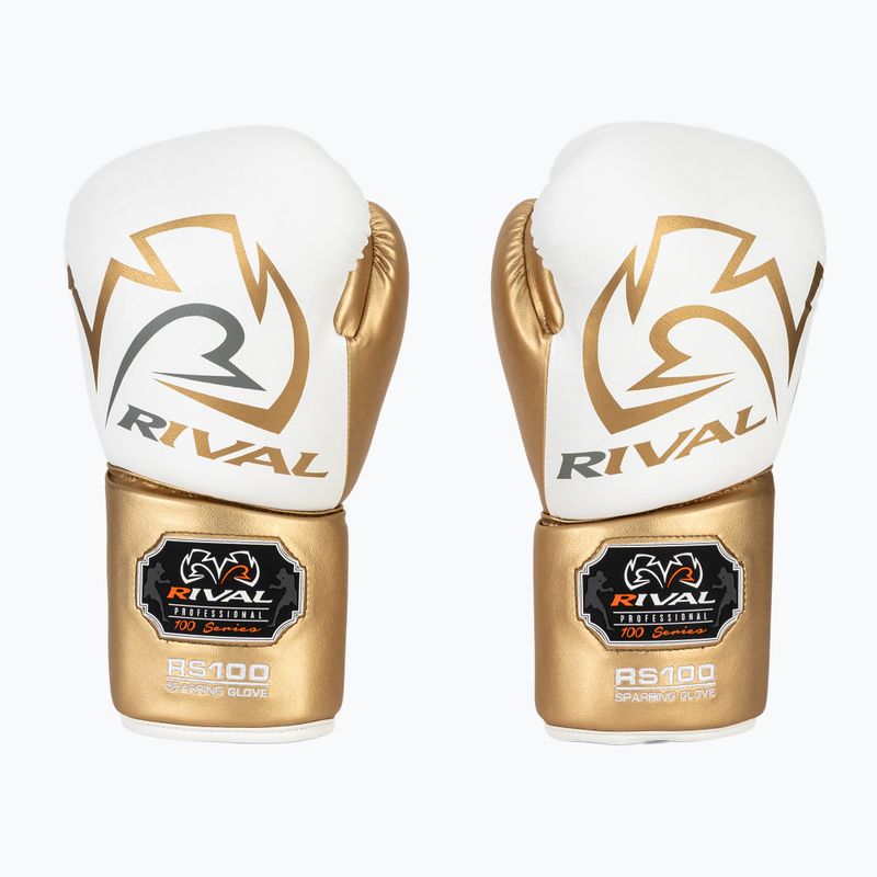 Rival RS100 Professional бели/златни боксови ръкавици 2