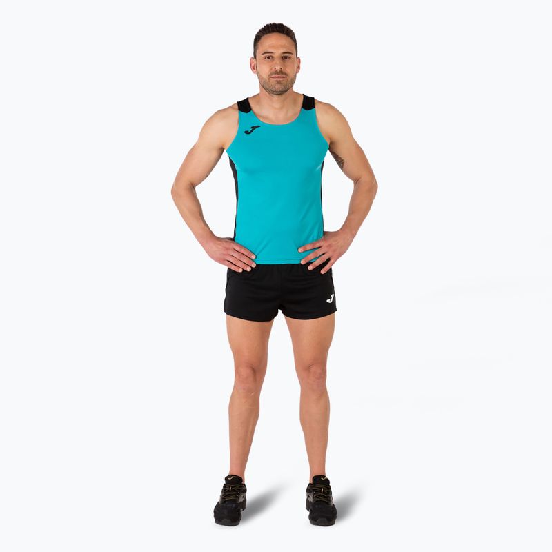 Мъжка тениска за бягане Joma Record II Tank Top turquoise/black 2