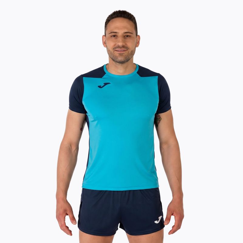 Мъжка тениска за бягане Joma Record II fluor turquoise/navy 13