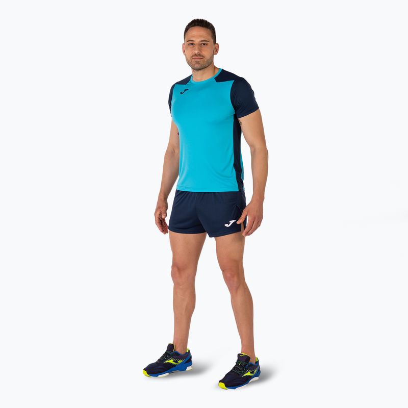 Мъжка тениска за бягане Joma Record II fluor тюркоаз/насиво 2