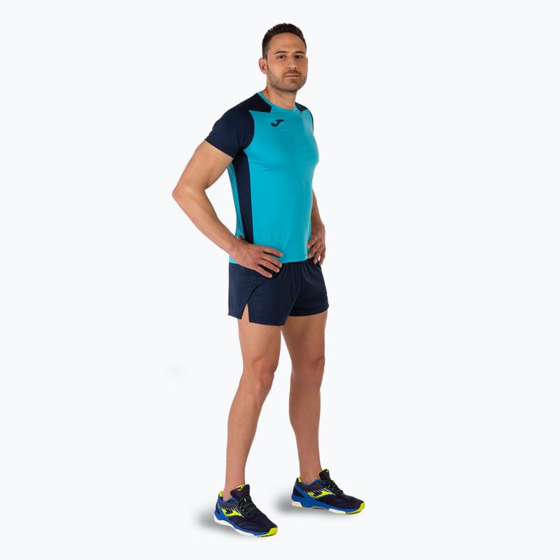 Мъжка тениска за бягане Joma Record II fluor тюркоаз/насиво 7