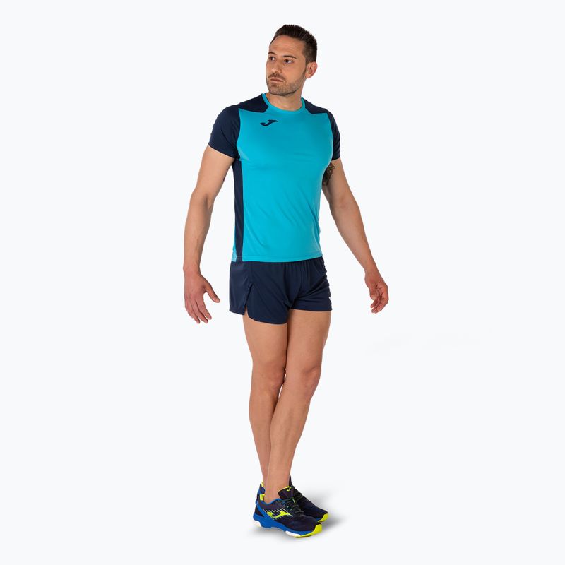 Мъжка тениска за бягане Joma Record II fluor тюркоаз/насиво 8