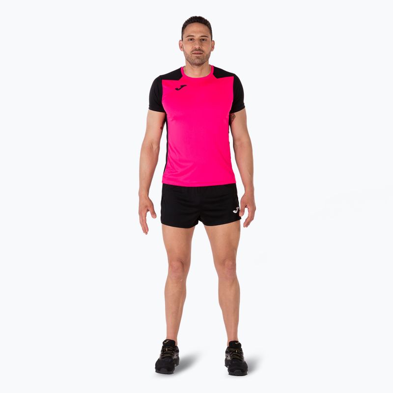 Мъжка тениска за бягане Joma Record II fluor розово/черно 2