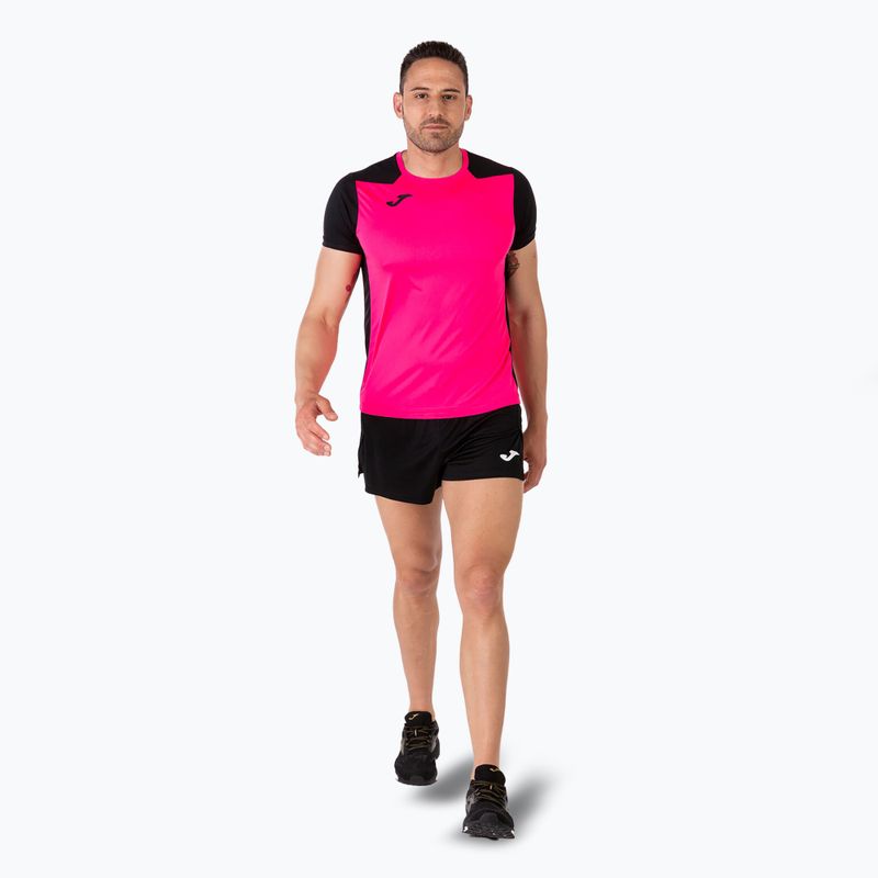 Мъжка тениска за бягане Joma Record II fluor розово/черно 6