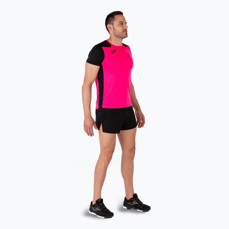 Мъжка тениска за бягане Joma Record II fluor розово/черно 7