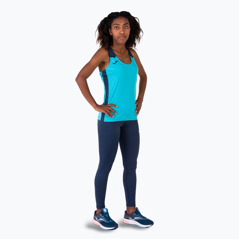 Дамска тениска за бягане Joma Record II Tank Top fluor turquoise/navy 2