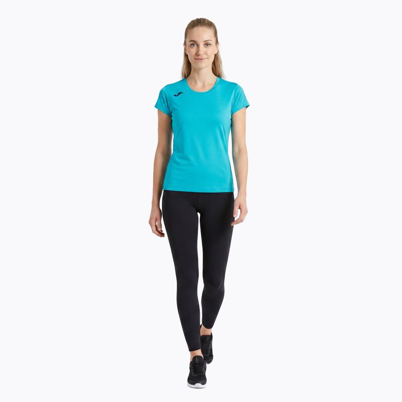 Дамска тениска за бягане Joma Record II fluor turquoise 2