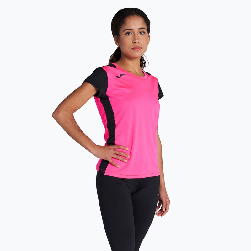 Дамска тениска за бягане Joma Record II fluor pink/black