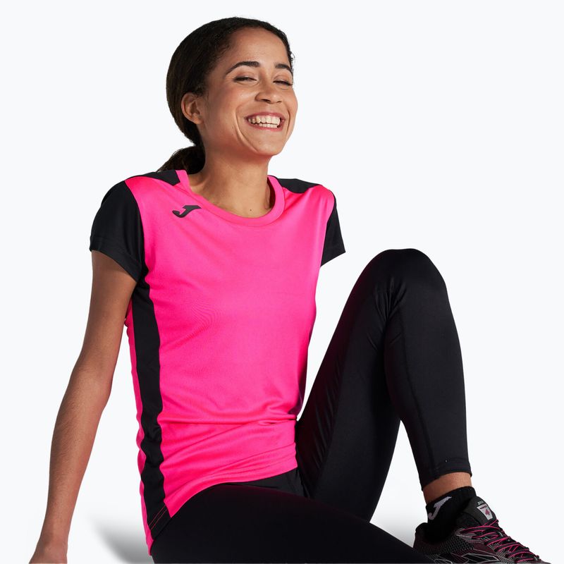 Дамска тениска за бягане Joma Record II fluor pink/black 4