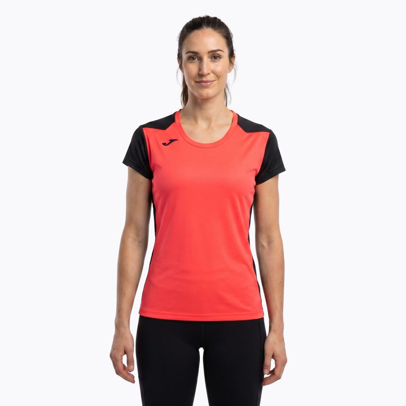 Дамска тениска за бягане Joma Record II fluor coral/black 16