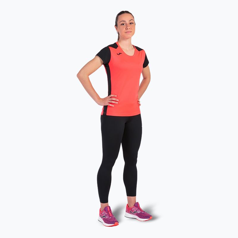 Дамска тениска за бягане Joma Record II fluor coral/black 2