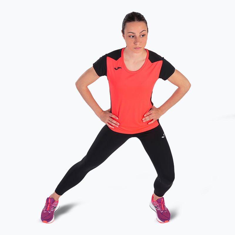 Дамска тениска за бягане Joma Record II fluor coral/black 5