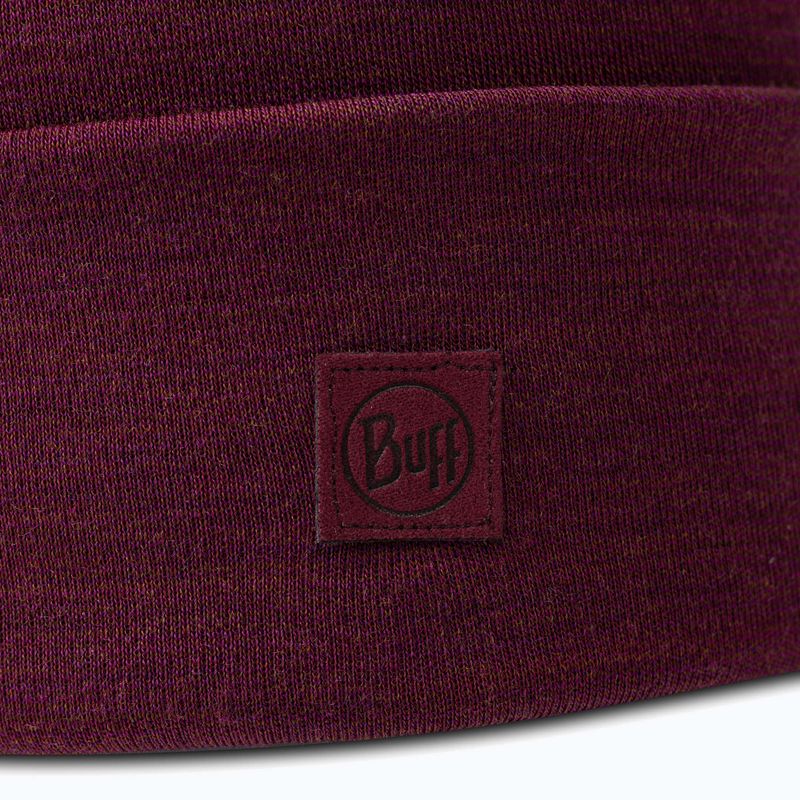 Зимна шапка BUFF Heavyweight Merino Wool солиден тибетски червен 2