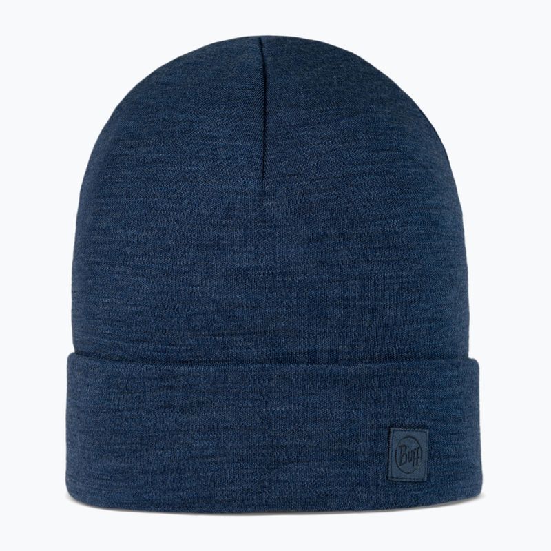 Зимна шапка BUFF Heavyweight Merino Wool solid night blue