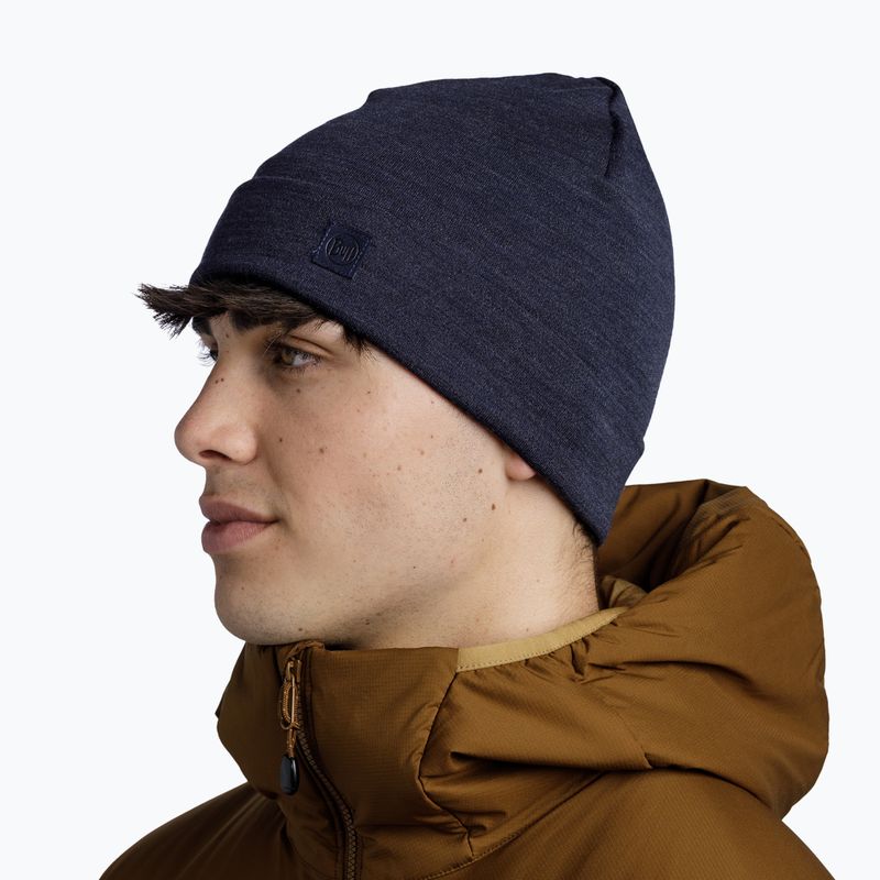Зимна шапка BUFF Heavyweight Merino Wool solid indigo 4