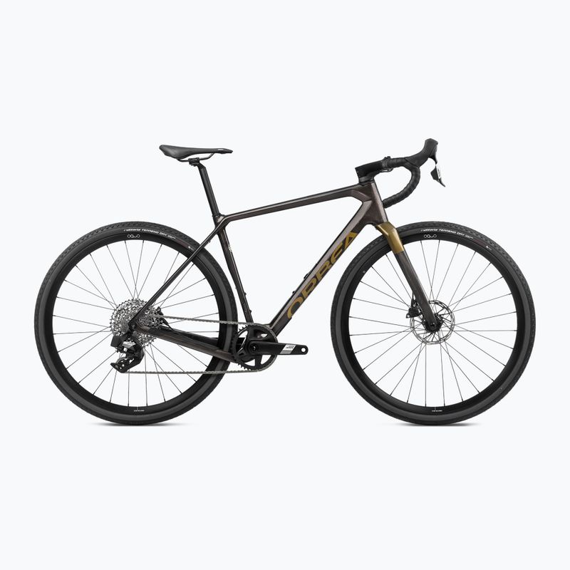 Гравел велосипед Orbea Terra M41e Team 1X 2024 cosmic carbon view/metallic olive green