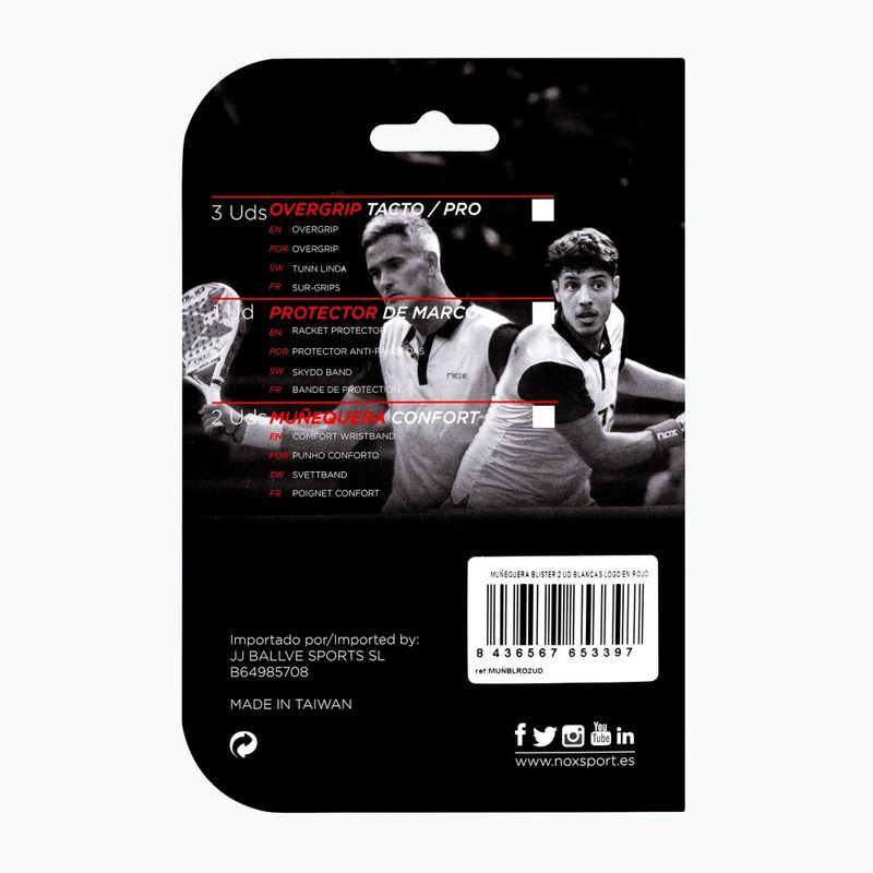Хавлиени накитници NOX Wristband with Logo 2 szt. white/red 2
