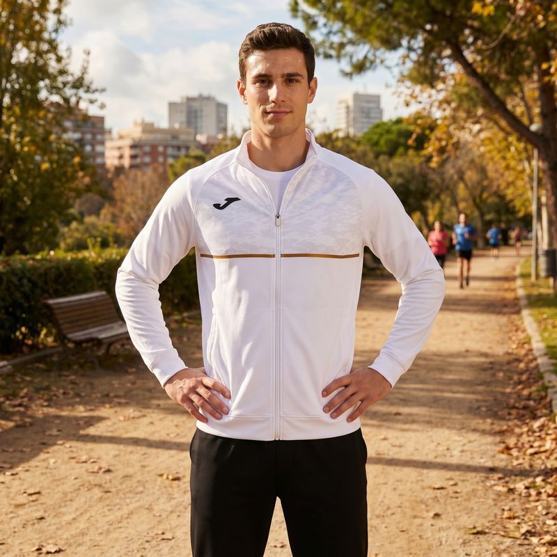 Мъжки потник за бягане Joma Record III Full Zip бял 6