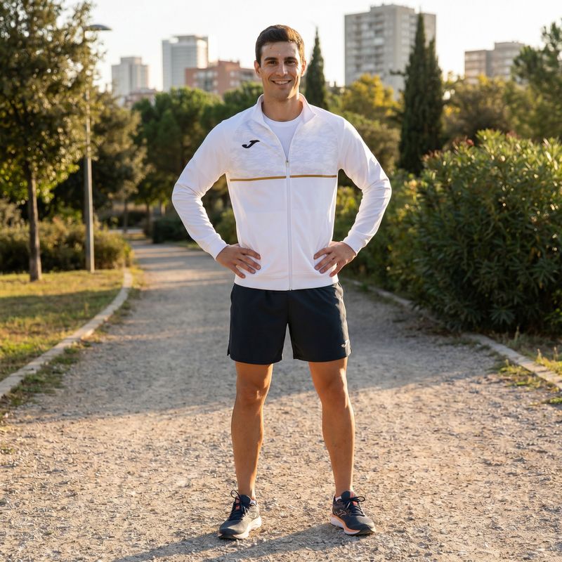 Мъжки потник за бягане Joma Record III Full Zip бял 7
