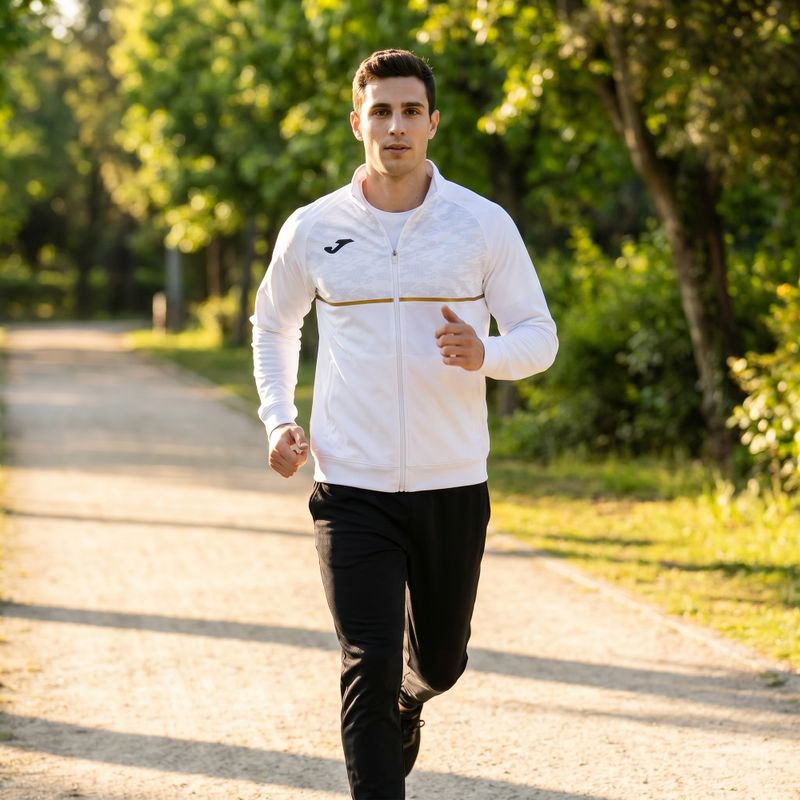 Мъжки потник за бягане Joma Record III Full Zip бял 8