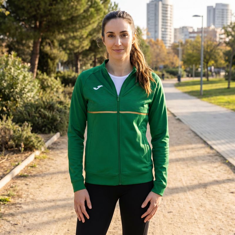 Женски потник за бягане Joma Record III Full Zip зелен 9