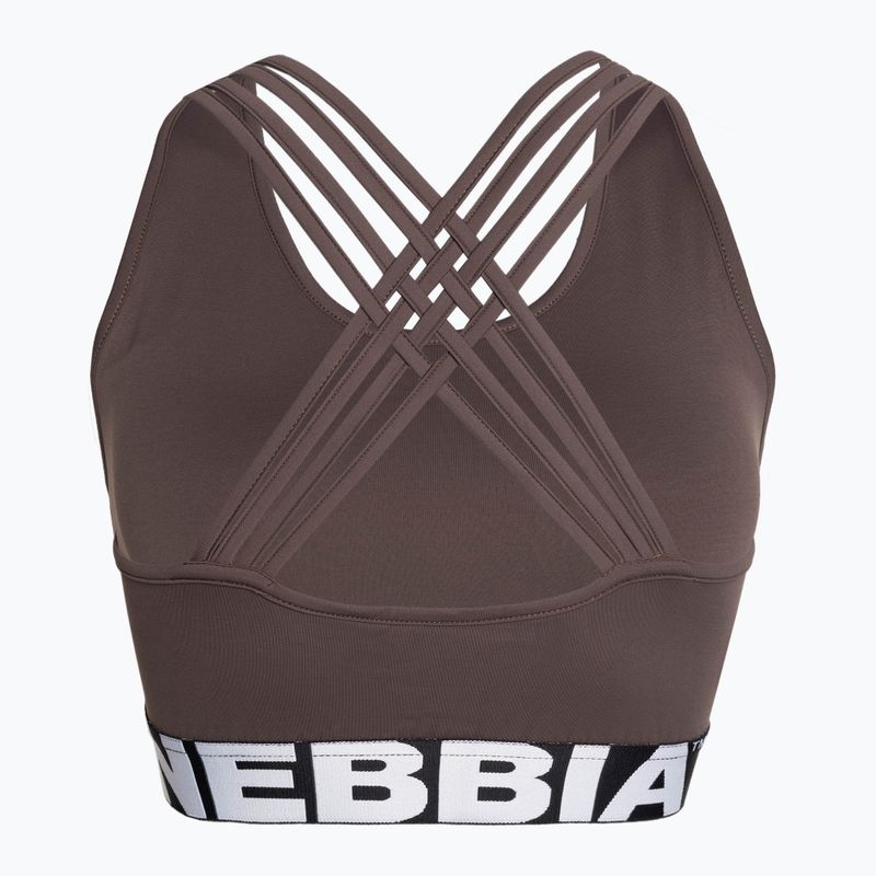 NEBBIA Medium Impact Cross кафяв фитнес сутиен 5