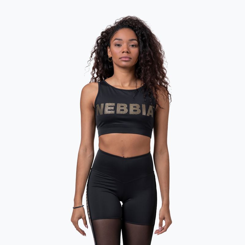 Спортен сутиен NEBBIA Gold Mesh Mini Top черен 8300110