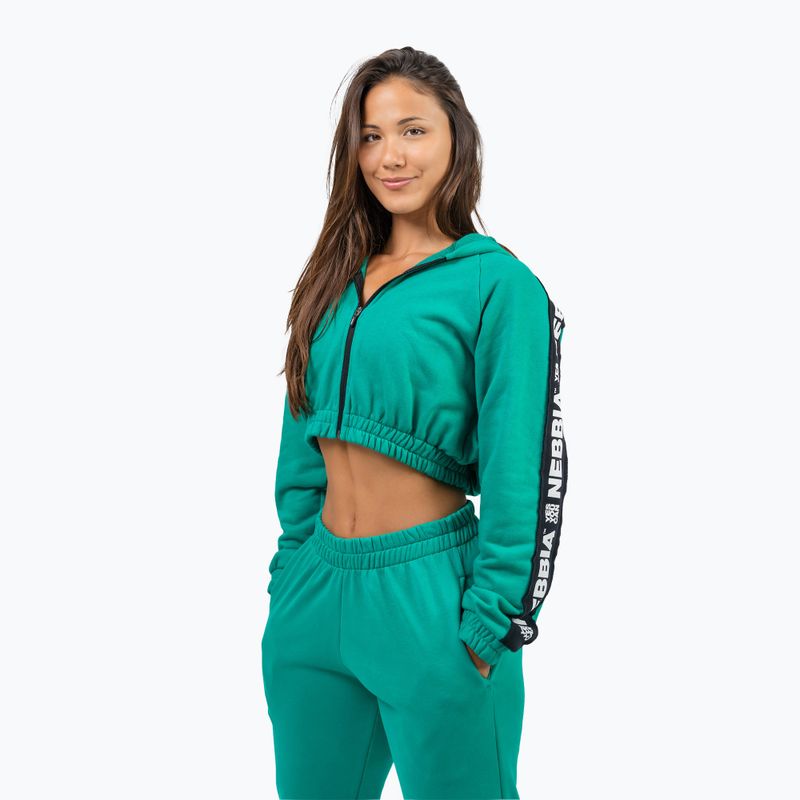 Дамски суитшърт NEBBIA Crop Hoodie Iconic green