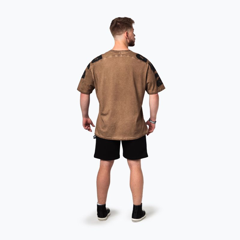Мъжка тениска за тренировка NEBBIA Washed-Off Lifting Club light brown 3