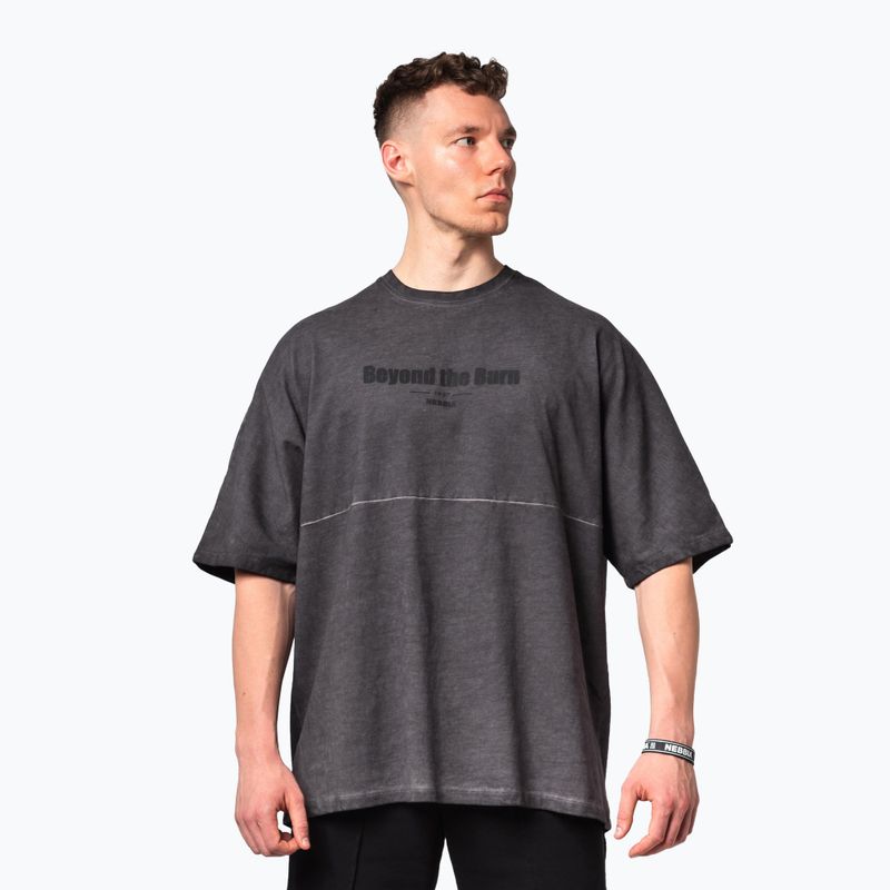 Мъжка тениска за тренировка NEBBIA Washed-Off Heavyweight No Shortcuts black