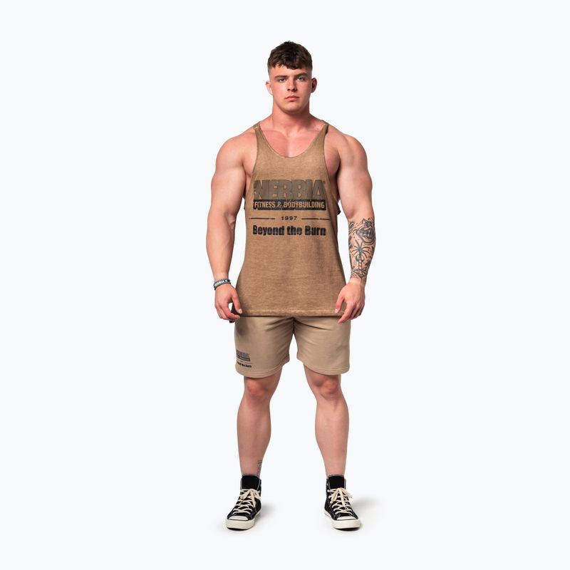 Мъжки потник за тренировка NEBBIA Washed-Off Stringer Max Out light brown 2