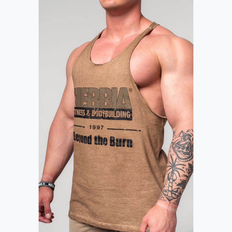 Мъжки потник за тренировка NEBBIA Washed-Off Stringer Max Out light brown 4