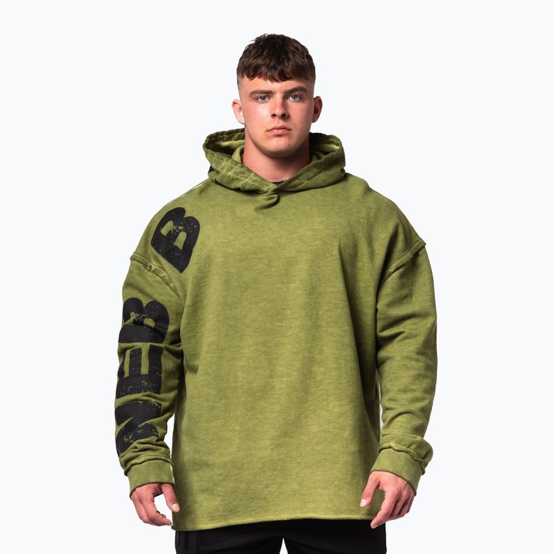 Мъжки суитшърт за тренировка NEBBIA Washed-Off Hoodie NO BS green