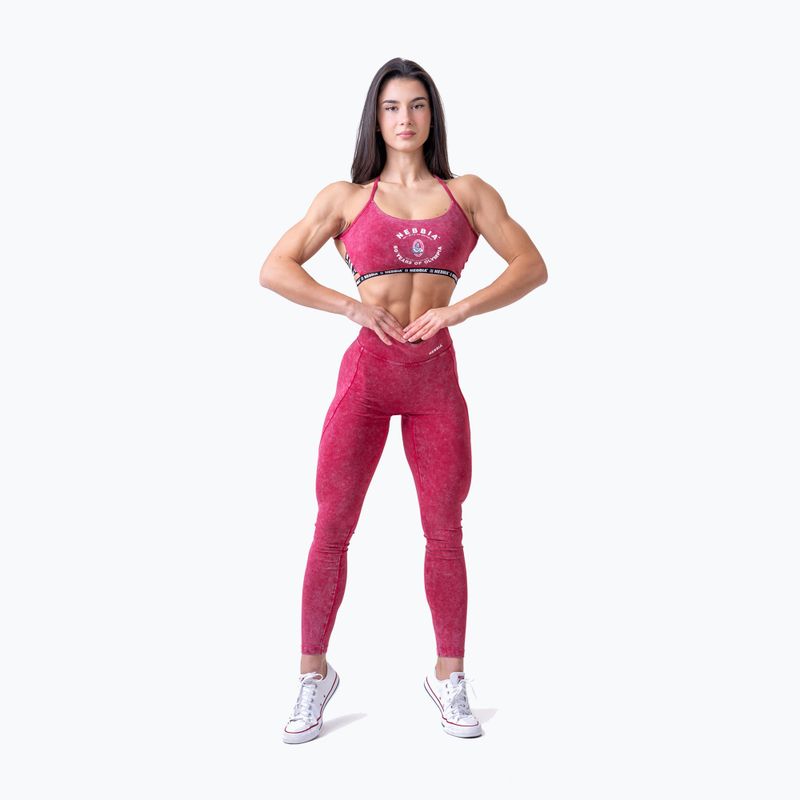 Дамски клин за тренировка NEBBIA Washed High Waisted Legacy red 2