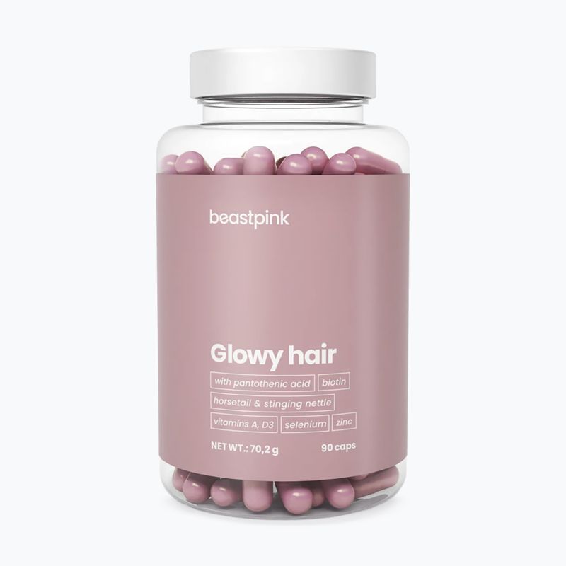 Суплемент GymBeam Glowy Hair - BeastPink 90 капсули