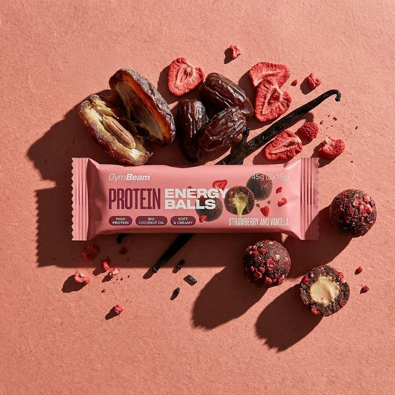 Протеинов бар/Протеиново барче/Протеиново блокче GymBeam Protein Energy Balls 45 g stawberry vanilla 2