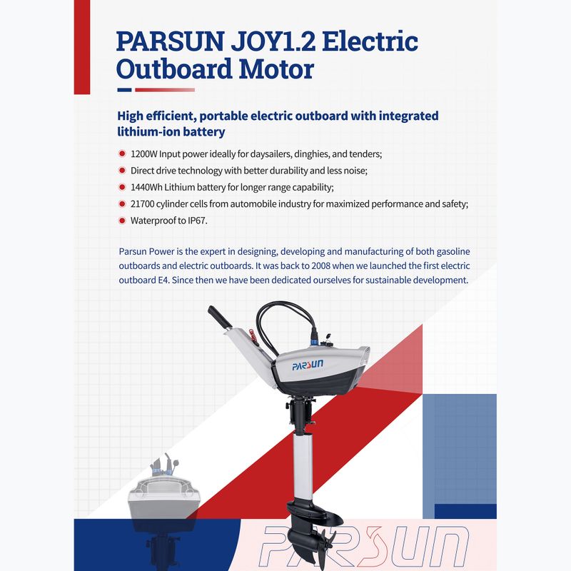 Електрически двигател Parsun Joy 1.2 S с батерия white 2