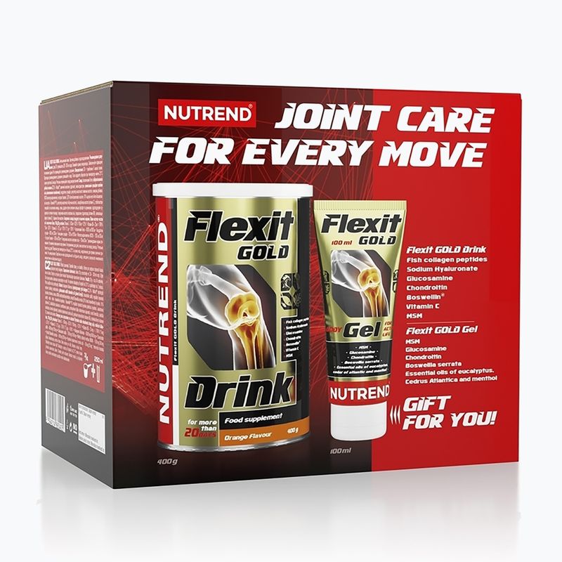 Комплект Flexit Drink Gold + Flexit Gold Gel Nutrend за възстановяване на ставите 400 г портокал + 100 мл VS-859401