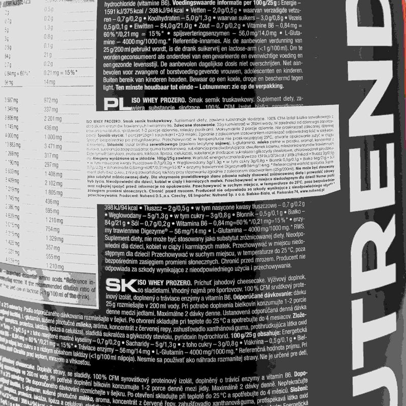 Суроватка Nutrend Iso Prozero ягодов чийзкейк VS-102-2250-JHC 3