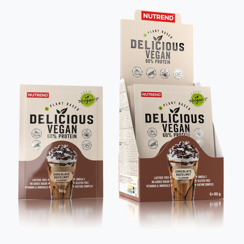 Протеинов шейк Nutrend Delicious Vegan Protein 5x30g шоколад-лешник VS-105-150-ČLO