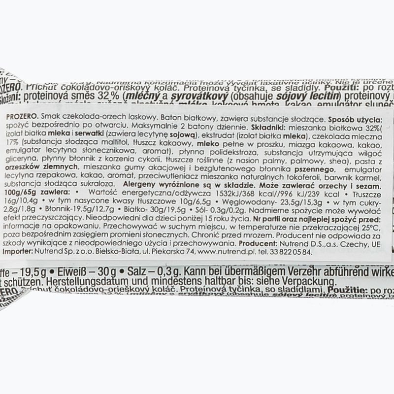 Протеинов бар Nutrend Pro Zero 65g шоколад-ядки VM-060-65-ČOO 2
