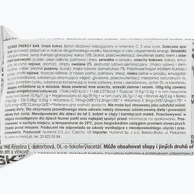 Baton energetyczny Nutrend Voltage Energy Bar 65g coconut VM-034-65-KO 2