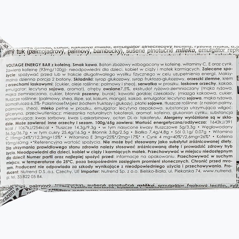 Nutrend Voltage Energy Bar 65g кафе с кофеин VM-033-65-KV 2