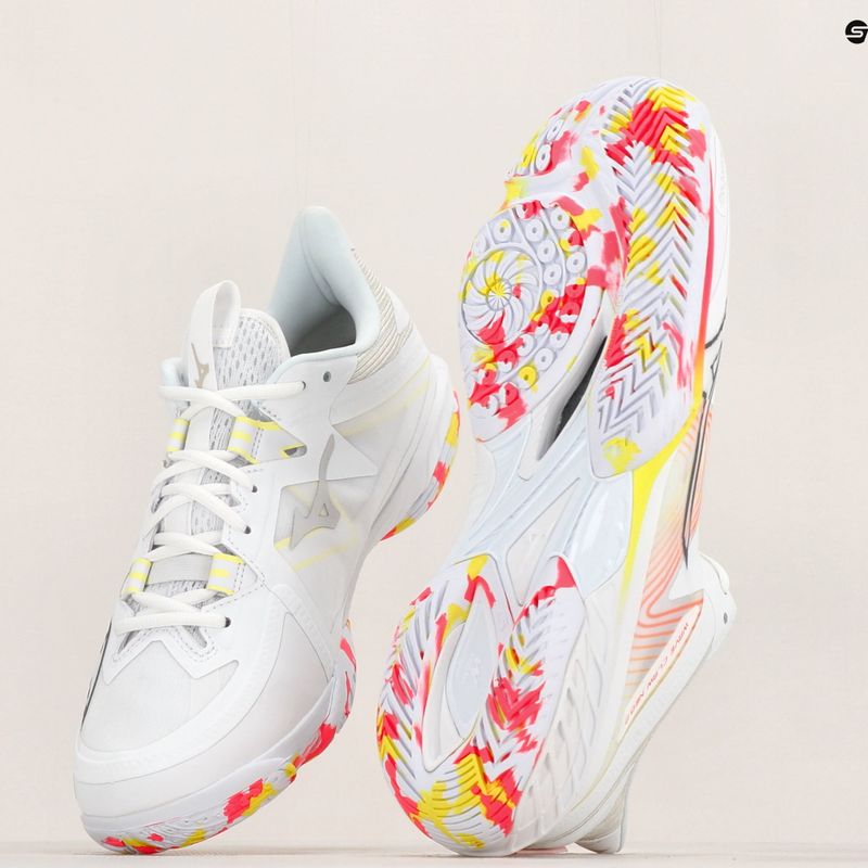 Мъжки обувки за бадминтон Mizuno Wave Claw Neo 2 white / lunar rock / high vis pink 12